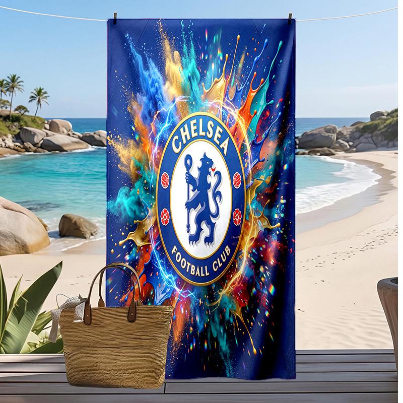Toalla de Playa Impresa del Chelsea FC Toalla Suave de Secado Rápido Manta de Playa Rectangular Grande Portátil para Viajes Piscina