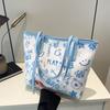 Contrasting color big bag women's autumn and winter new cute cartoon printed shoulder bag versatile trendy tote bag