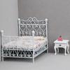 Iron Miniature Dollhouse Bed Simulation Life Scene Miniature Iron Dollhouse Bed Excellent Workmanship for Children Play Toys