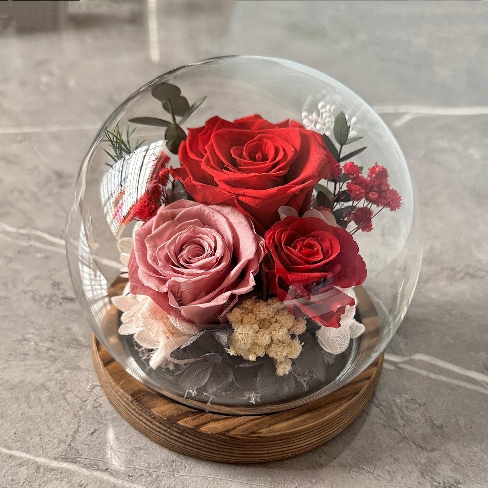 Eternal Flower Spherical Glass Cover Rose Sunflower Gift Christmas Valentine's Day Gift Eternal Flower Spherical