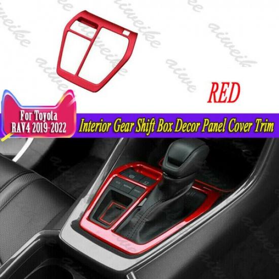 For Toyota RAV4 2019-2024 ABS Red Interior Gear Shift Box Decor Panel Cover Trim