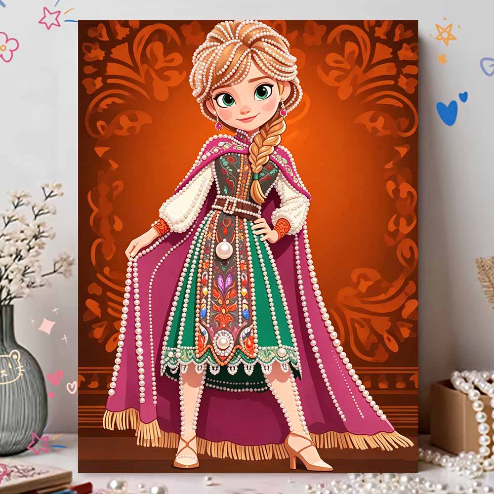 Disney DIY Pearl Art Painting Anna In Frozen’s Coronation Style Home Wall Decoration Pearl Gemstone Painting Pictures Crafts Home Decoration