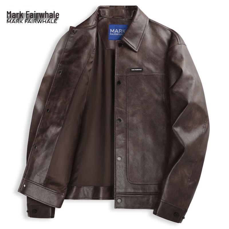 Mark Fairwhale Men's American Retro Windproof PU Jacket