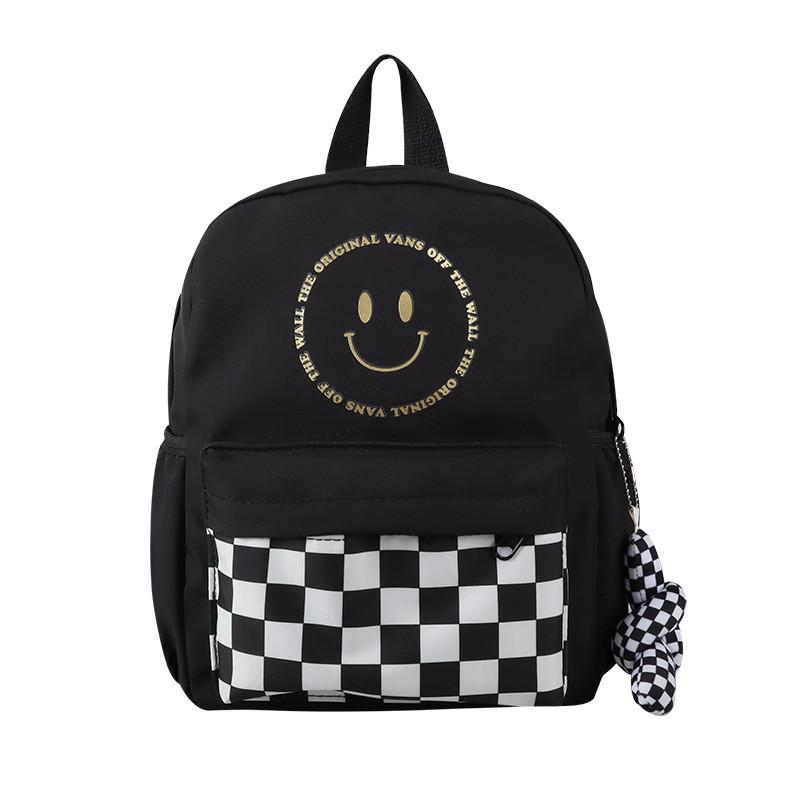 

Trendy Children s Backpack With Adorable Smile Design Lightweight Canvas Material чорний