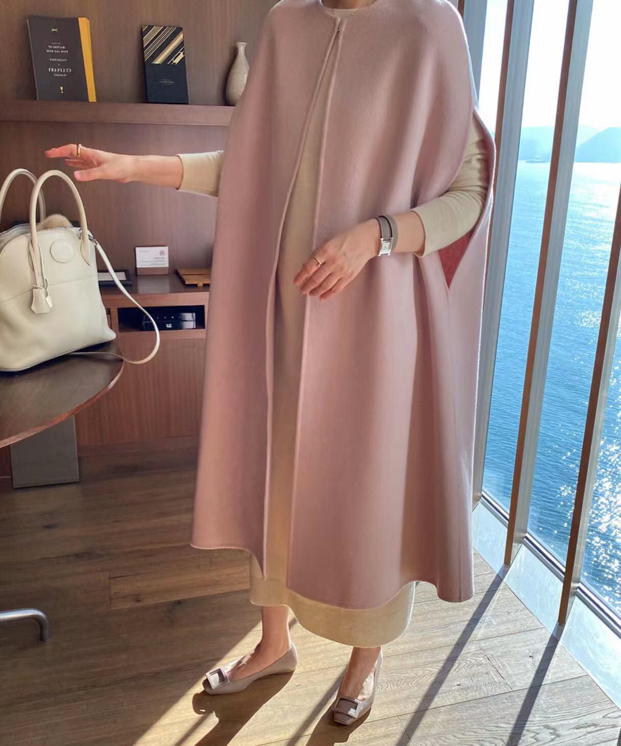 

Японский женский шерстяной свитер-жилет в стиле плаща с крыльями летучей мыши 2023 года, осень/зима One Size розовый