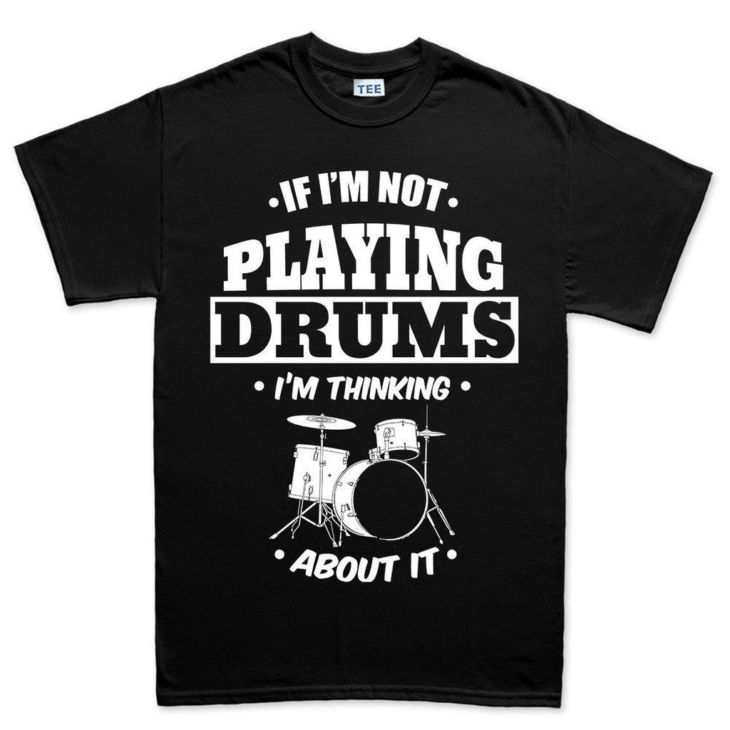 Playing Drums Thinking About Drums T-Shirt, Funny Drummer Tee, Percussion Gift