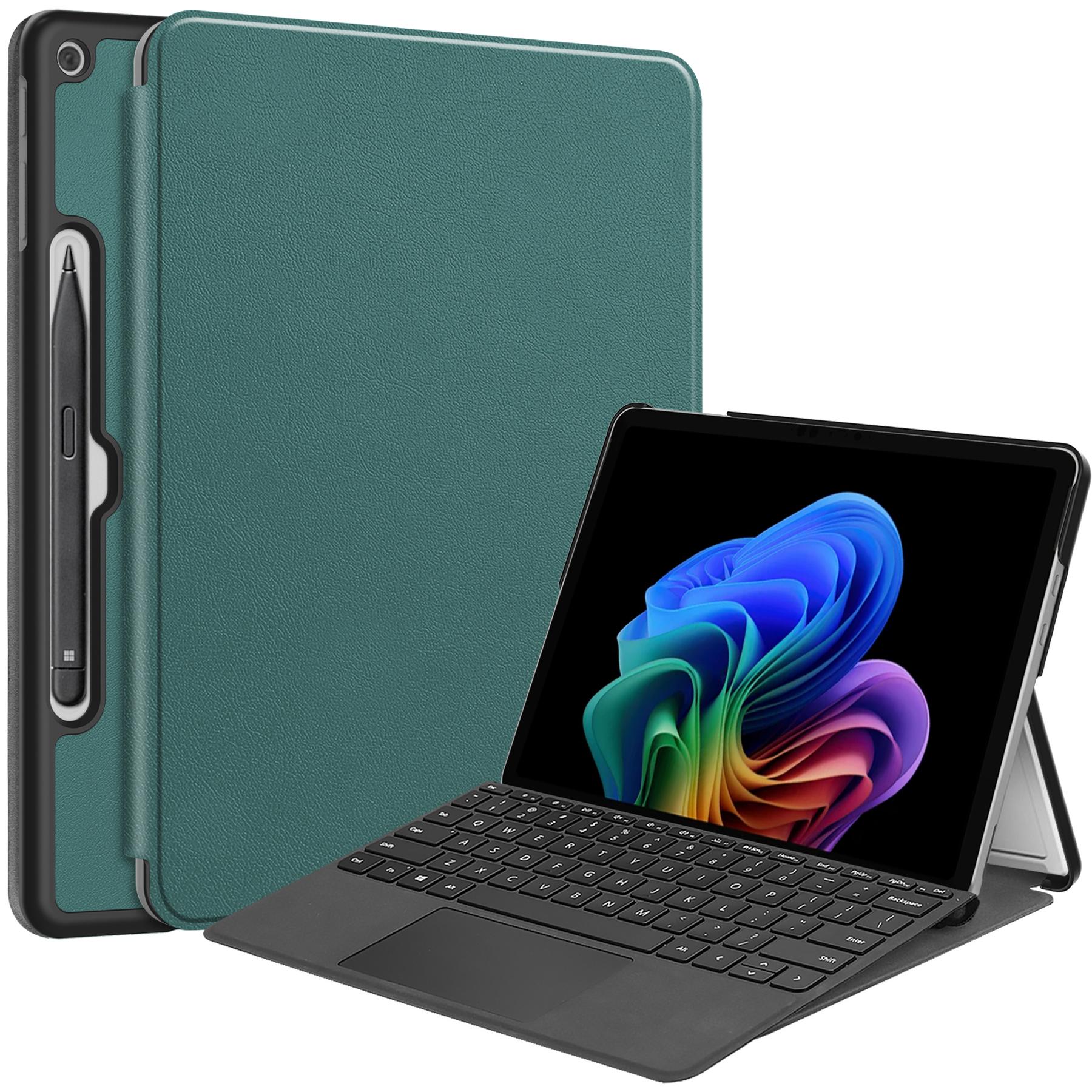 

For Microsoft Surface Pro 12inch Case PU Leather Folding Stand Folio Tablet Cover Blackish Green