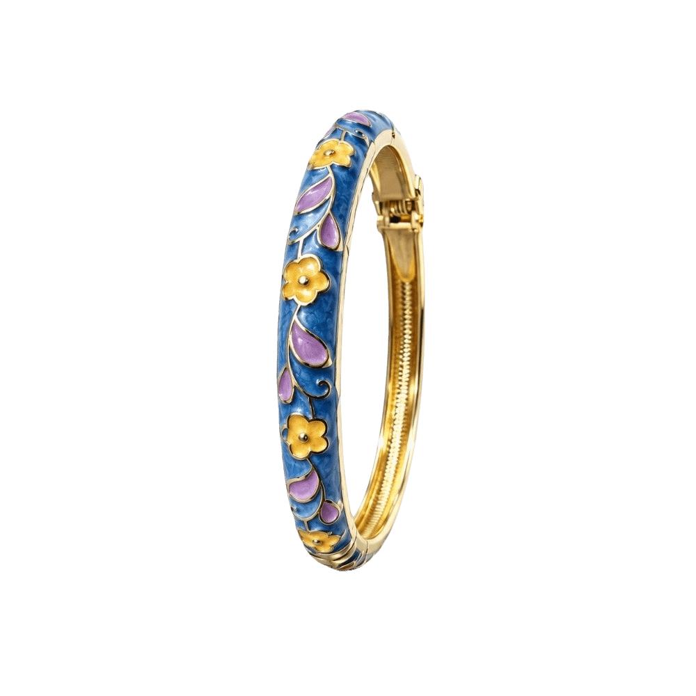 Enamel Flower Bangle Colorful Women's Hand Bracelet Fashion Vintage Cloisonne Bangle  Jewelry Gifts
