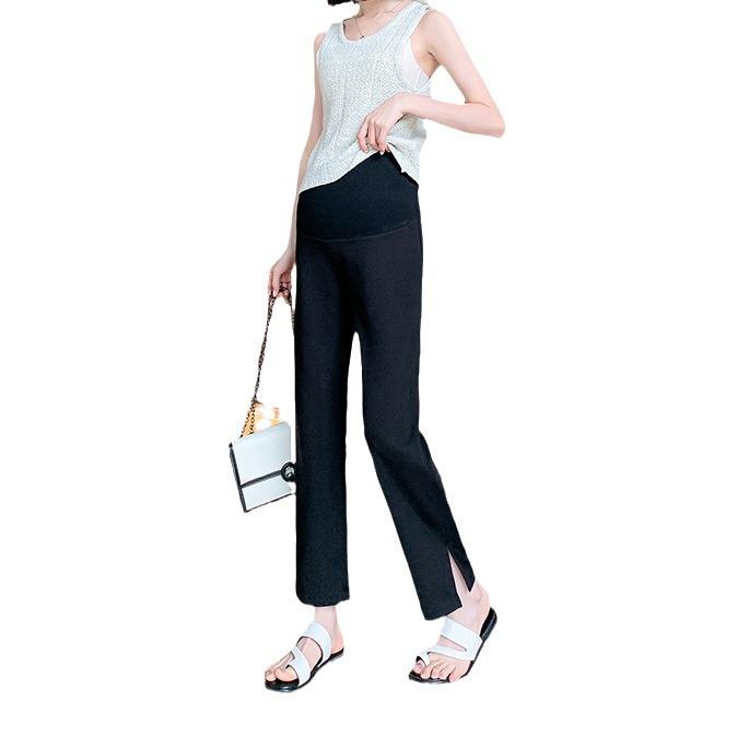 High Elastic Belly Support Maternity Slimming Straight-Leg Pants for Spring, Summer, and Autumn