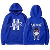 Interesting boy swinging logo printed hoodie