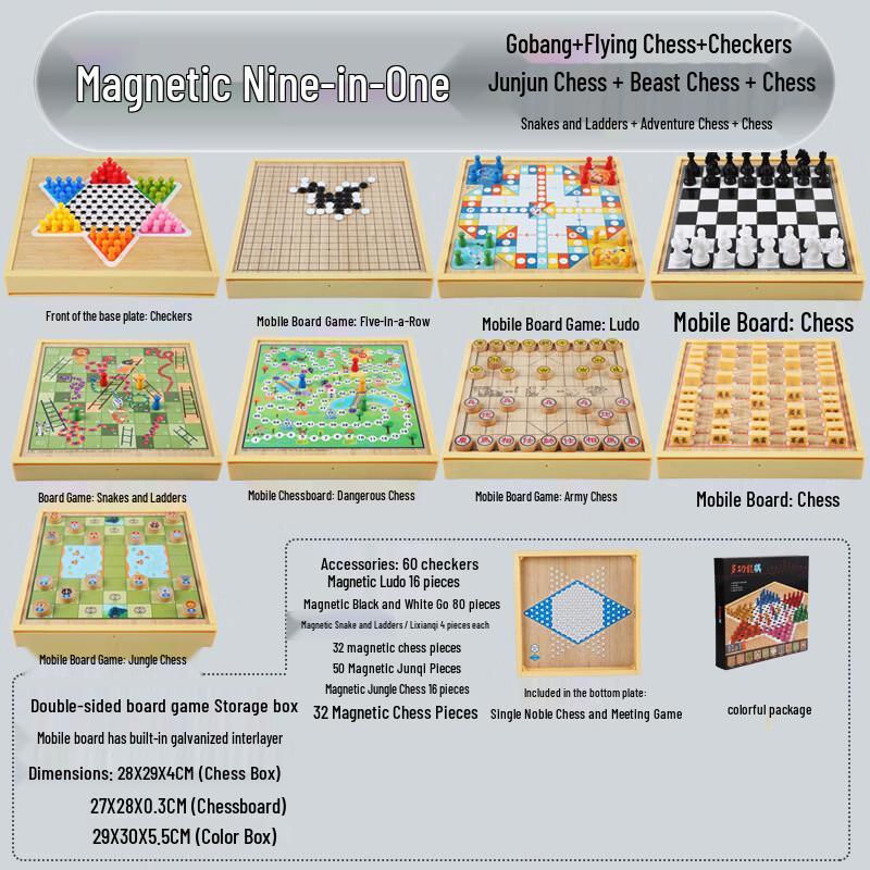 Mussels 9-in-1 Wooden Board Game Set