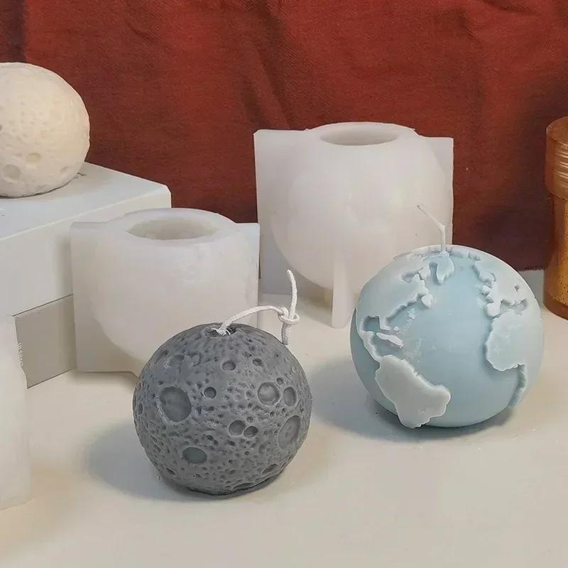 DIY Aromatherapy Candle Candle Silicone Mold Earth Moon Shape Plaster Earth Handmade Grinder Candle Molds