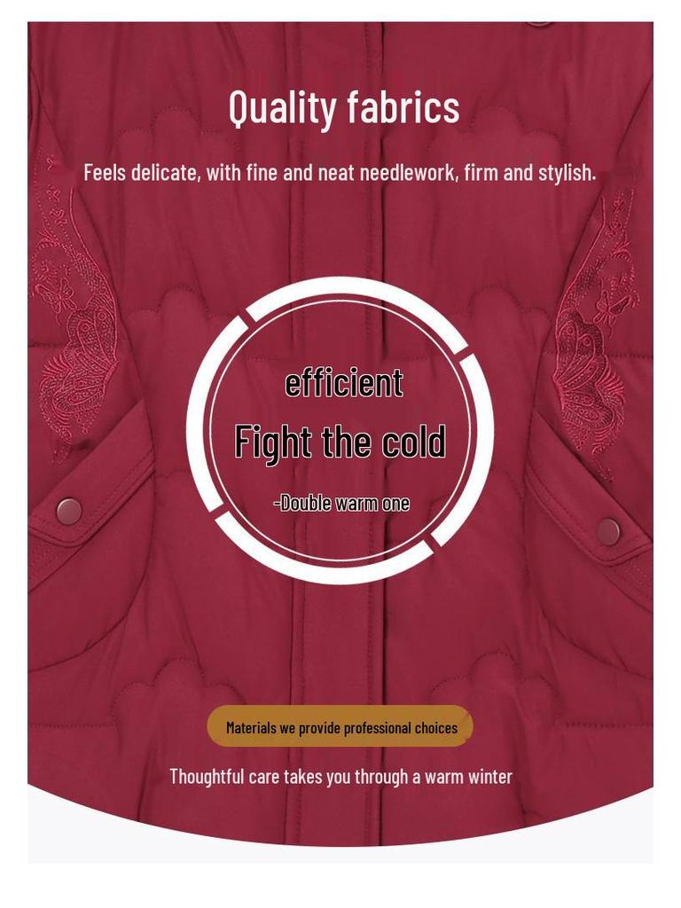 Women's Short Winter Coat - Warm, Thick Cotton for Middle-aged & Elderly (60-70 years)