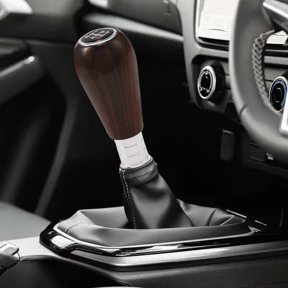 Wood Grain Gear Shifter Knob, Universal Car Gear Shift Manual Knobs Aluminum Alloy Stick Shift Handle with 3 Threaded Adapters M8 M10 M12, Style A