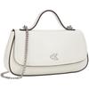 Calvin Klein Elegant Commuter Letter Shoulder Chain Mixed Material Tote Bag Small Women Handbags Lily-White 4F3282G-FUP