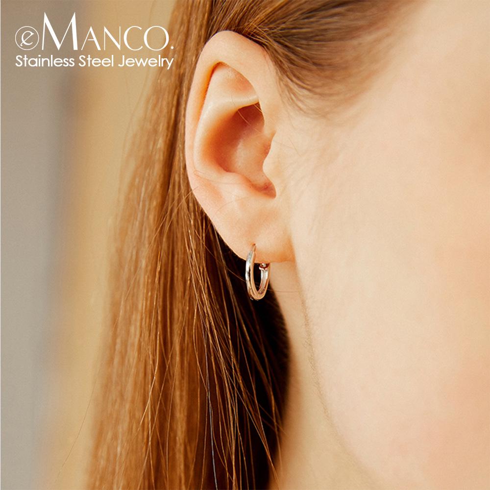 eManco Stainless Steel Gold-Plated Hoop Earrings: European & American Style Temperament Jewelry