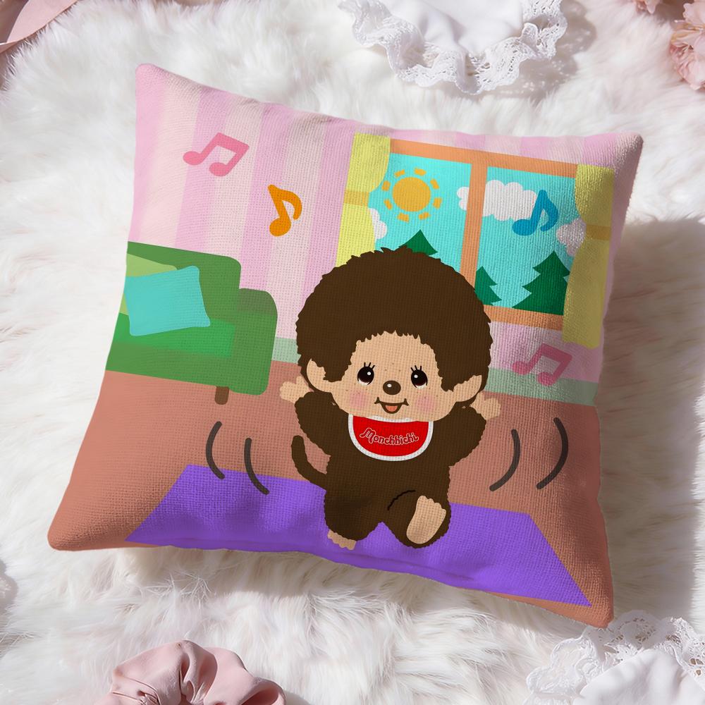 Tecknad M-Monchhichi Kuddfodral Premium Komfort Vändbart Kuddfodral - Två i Ett Design för Alla Rum & Bilinteriör