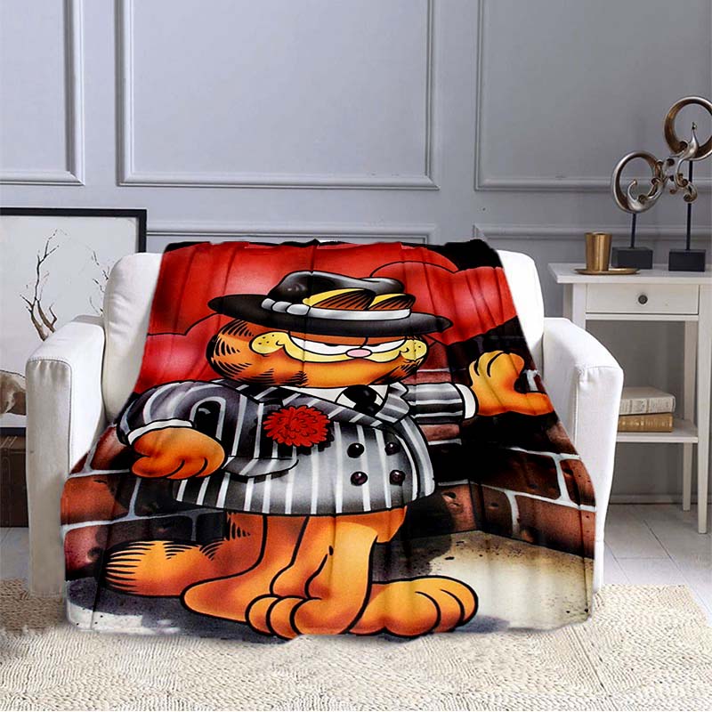 

Cartoon G-Garfield Cute Funny Cat Children Gift Soft Flannel Bedspread Sofa Blanket For Gift All Seasons