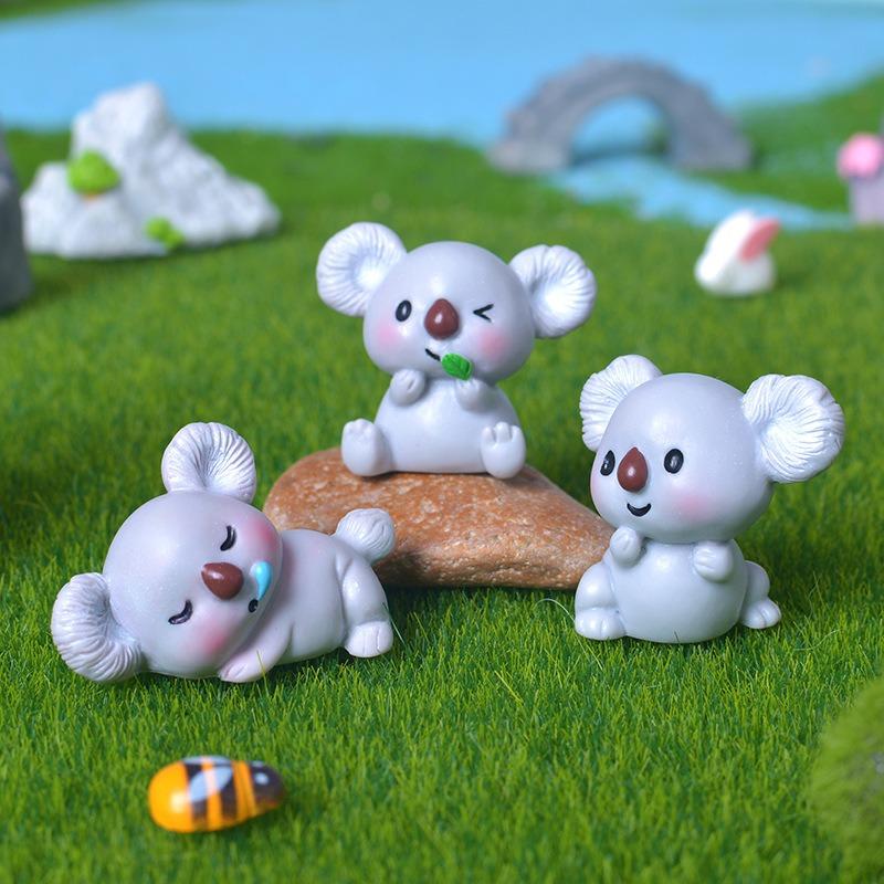 4Pcs Cartoon Cute Koala Micro Landscape Gardening Pottery Small Ornament Cute Mini Koala Diy Accessories