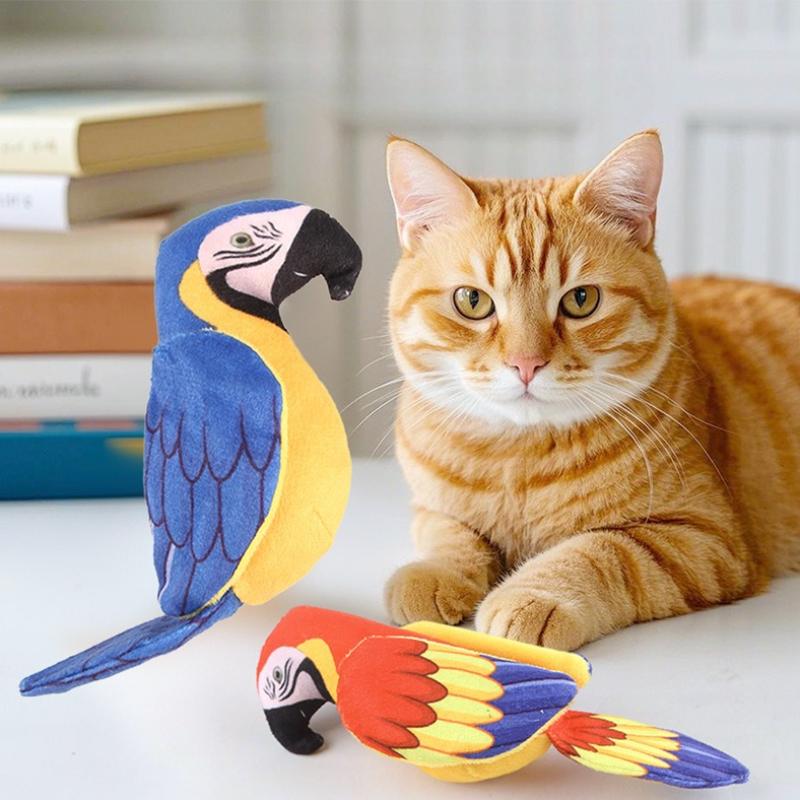 Plush Cat Toy Parrot Simulation Interactivity Sound Production Kitten Toy Bird Teasing Toy Cat Accessories