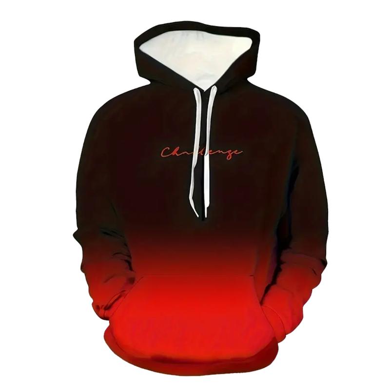 Толстовки с капюшоном с буквенным принтом для мужчин осень-зима с 3D-цифровым принтом и градиентными цветами мужские повседневные толстовки с капюшоном M красный 1598₽