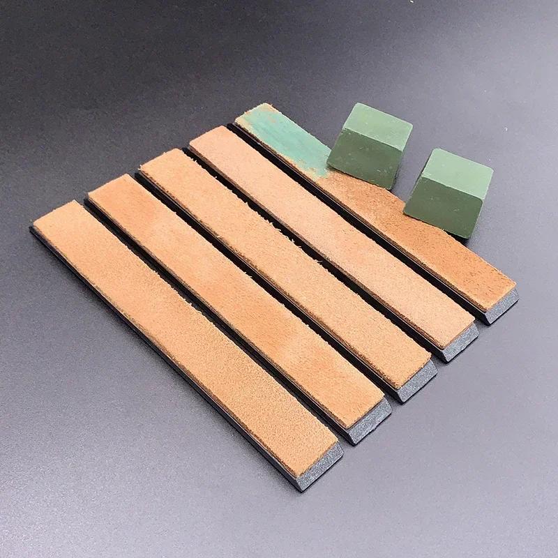 Leather Article Scissor Polishing Tool Leather Set Honing Strop Knife Cutter Cowhide Strop Polish Belt Grinding Sharpening Wax