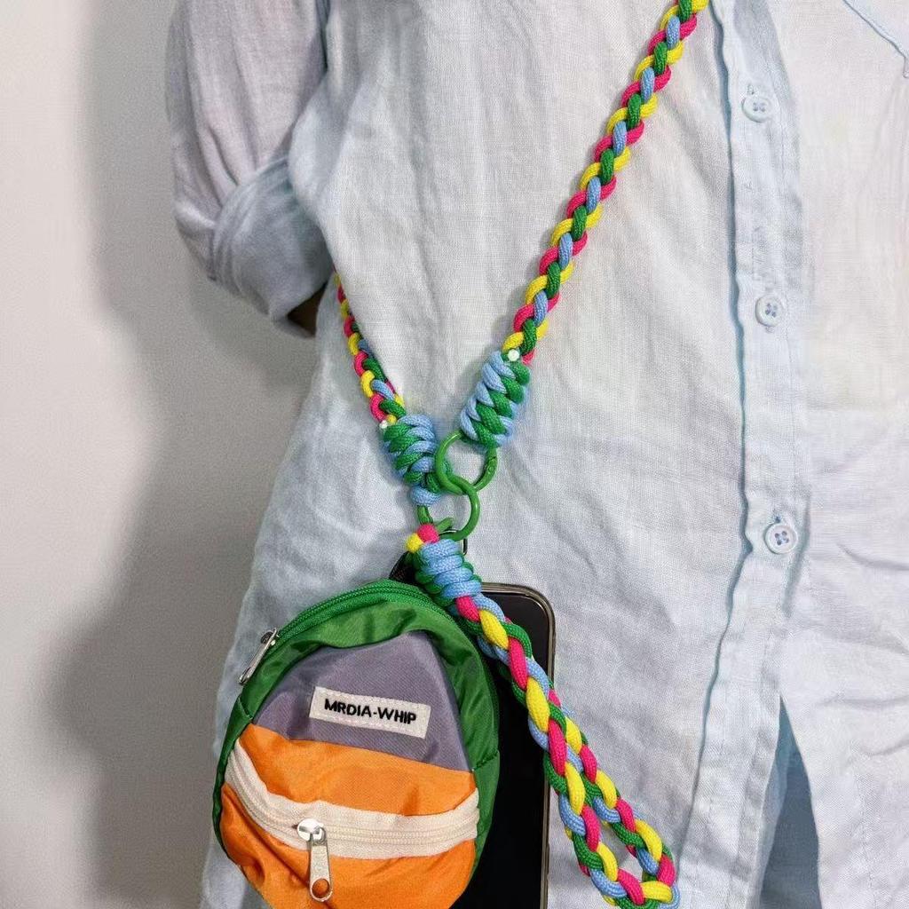 Color Block Phone Lanyard with Crossbody Mini Coin Purse Pendant for Men & Women
