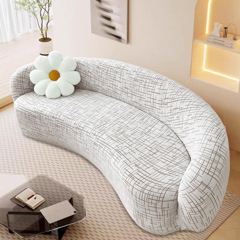 

Shaped Sofa Protector Stretch Semi-Circular Curved Couch Cover Soft Leaves Sectional Jacquard Sofa Slipcover for Living Room L-190-230cm