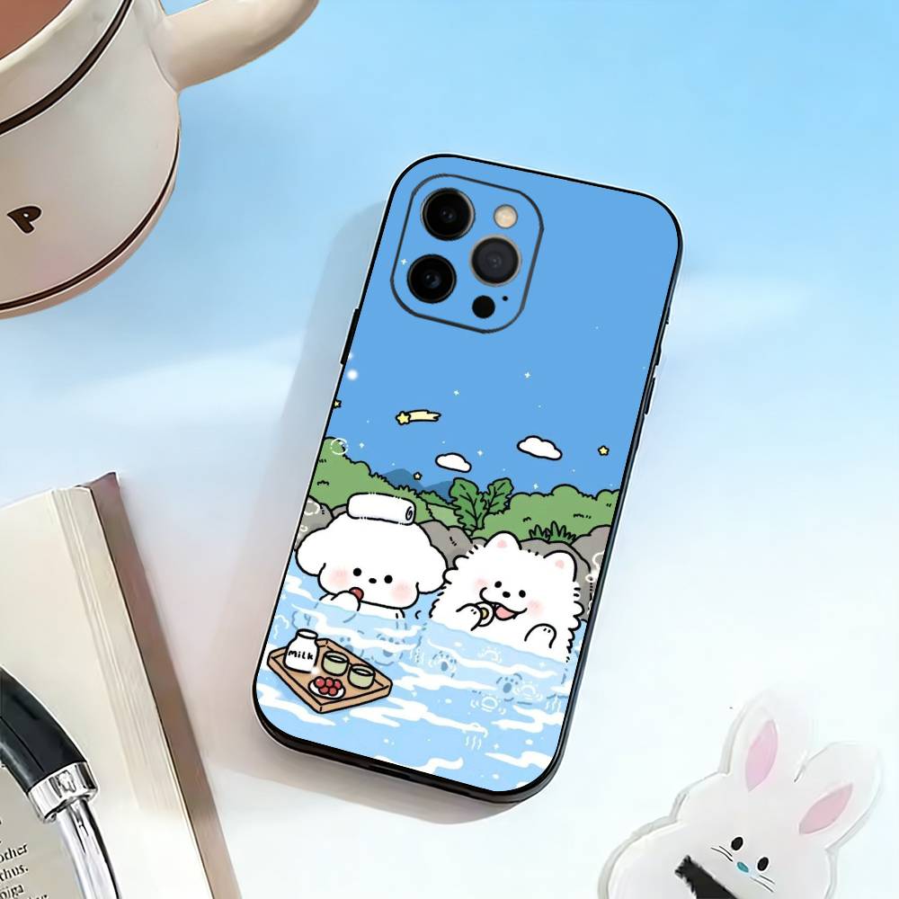 

C-Cute M-Maltese Phone Case For iPhone 17,16,15,14,13,12,11 Plus,Pro Max,XS,Soft Silicone Black Cover iPhone16se4