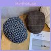 Retro Checkered Beret With Big Head Circumference Design For Autumn Winter Wear