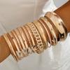 Jewelry Retro Stacked Bracelet Simple Geometric Opening Round Bead Gold Glossy Bracelet Set