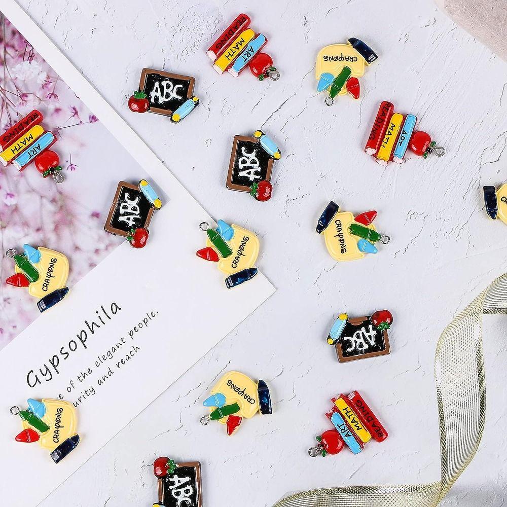 SUNNYCLUE 32-teiliges Set Lehrer-Anhänger – Harz Cabochons Mit Schulmotiven Für Schmuck & Basteln