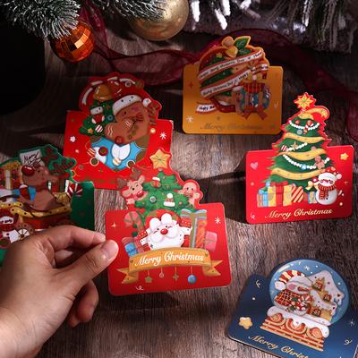 Christmas Greeting Card Kids Cartoon Santa Claus Snowman Blessing Envelope New Year Postcard Gift Card Xmas Party Invitations