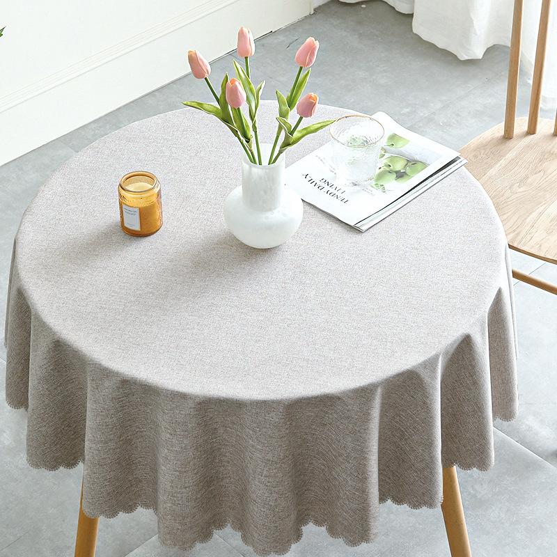 Rectangular Vinyl Tablecloth with Lace Rim ,Heavy Duty 100 % Waterproof Oil-Proof Round Tablecloth for Kitchen Party Picnic Dining  Indoor & Outdoor