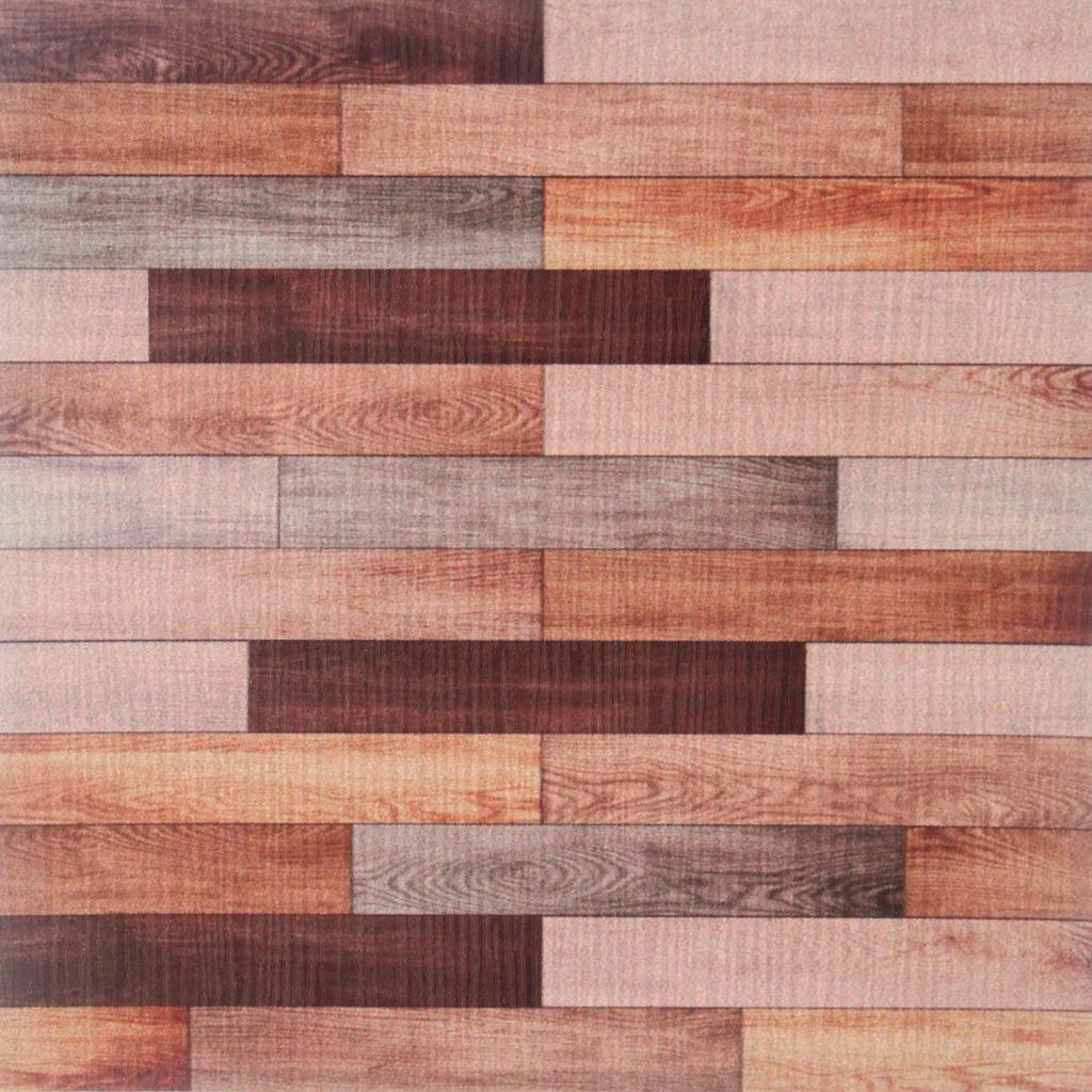 Miniature Dollhouse Retro Brick Wall Sticker 10x10cm - Wood Grain Pattern Home Decoration