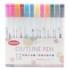 12 Color Outline Metallic Marker Pens Set Double Line Paint Marker Pen for Christmas Greeting Card Scrapbook Metal Ceramic Glass