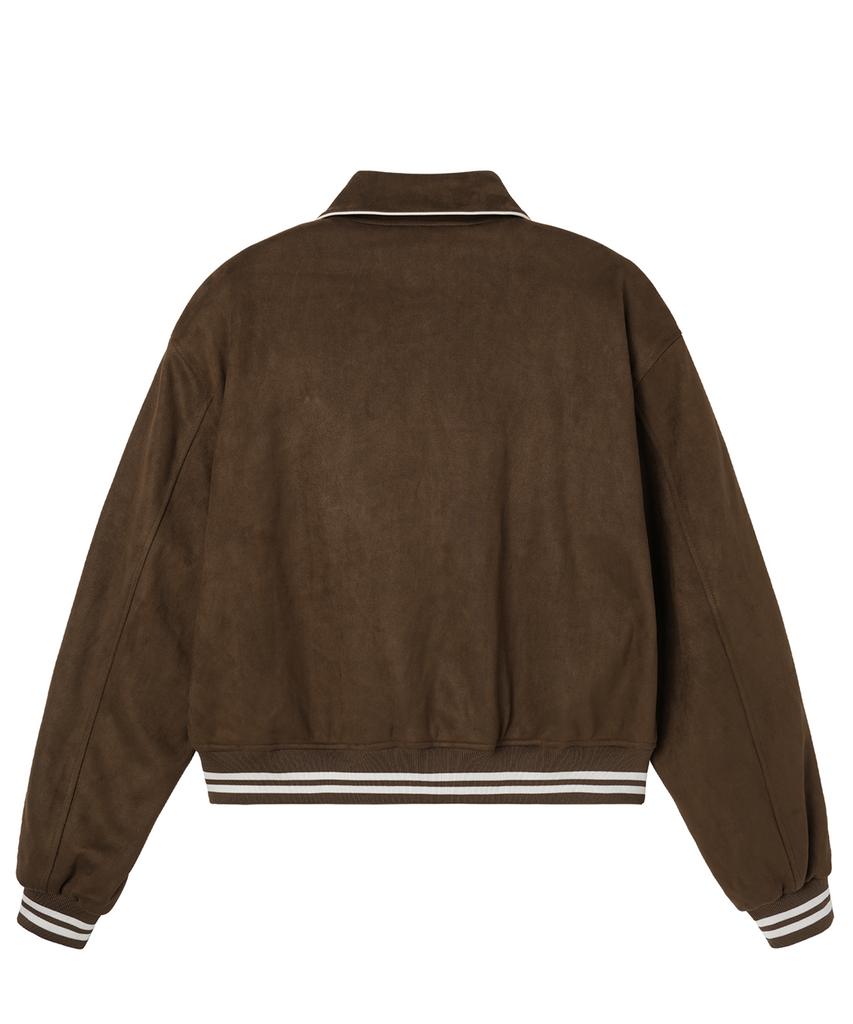 Openyard(Oy) Faux Suede Crop Jacket - Brown