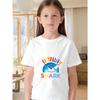 Europäische Größen Haifisch & Regenbogen Print Geburtstagsoutfit - Sommer Kurzarm Oberteil Geeignet für Haifisch-Themenpartys, Lässiges Rundhals-T-Shirt