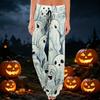 Bequeme Damen-Schlafanzughose mit Karomuster, Halloween-Print, Kordelzug, weiter Beinschnitt für Schlaf und