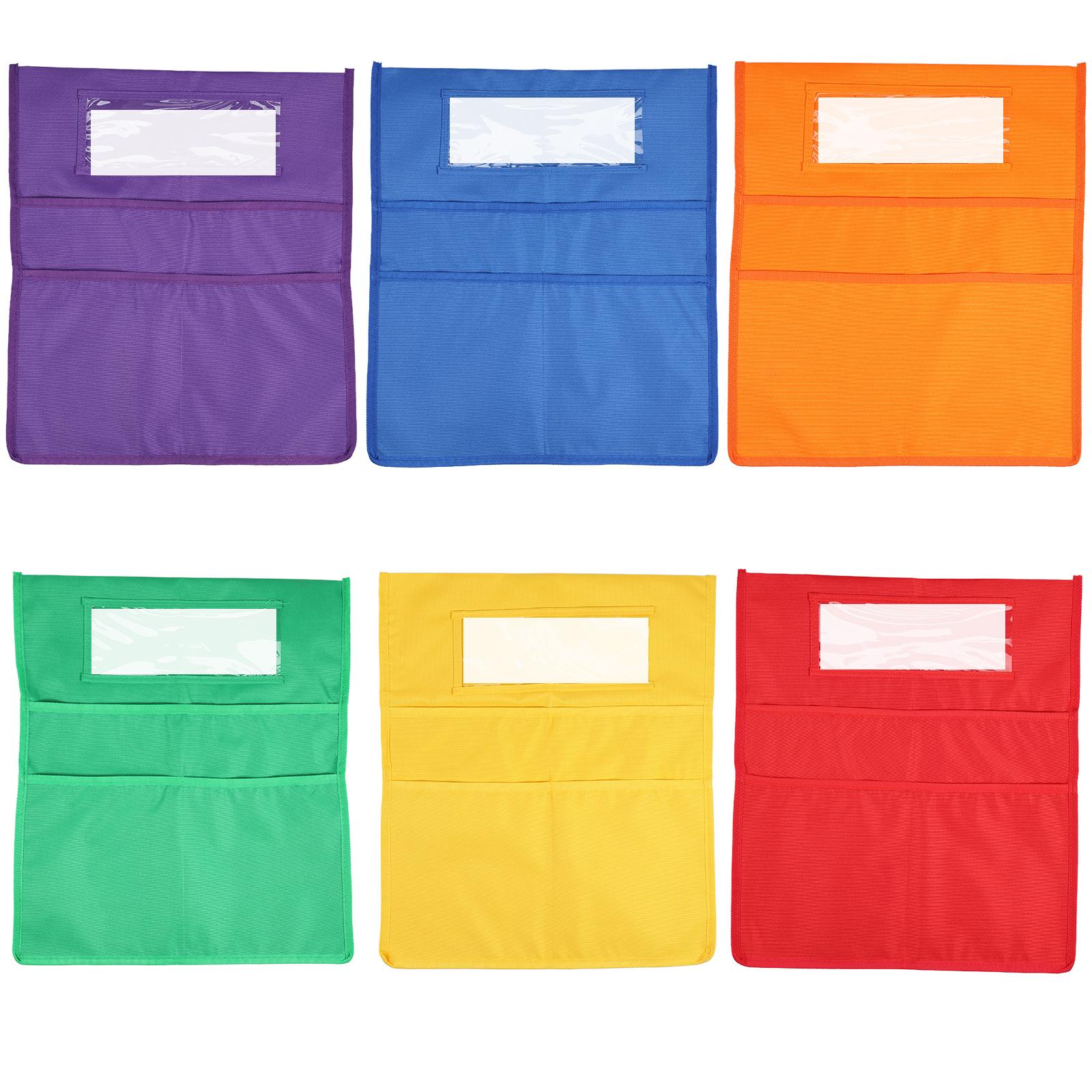 6 шт. Большой настенный карман для спинки стула, карманы для стула для студентов, органайзер для спинки стула для класса, сумка с бейджем для организации рабочего стола 42 x 48cm