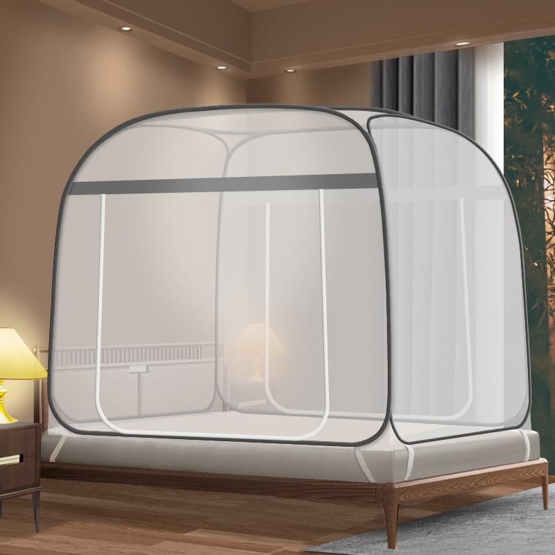 Yurt Mosquito Net Free Installation Square Top Steel Wire Tent Foldable Zipper Double Door Bottom Household Summer Mosquito Proof