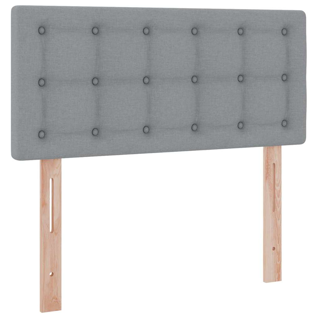 LED Storage Bed with Mattress Light Grey 90 x 200 cm Fabric