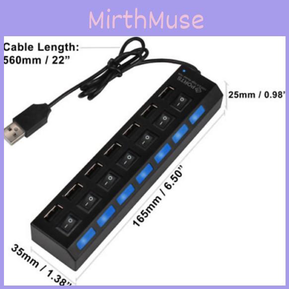 Port 7 Usb Hub 20 Power Adapter Cable Splitter With Power Onoff Switch High Speed Usb Micro Hub