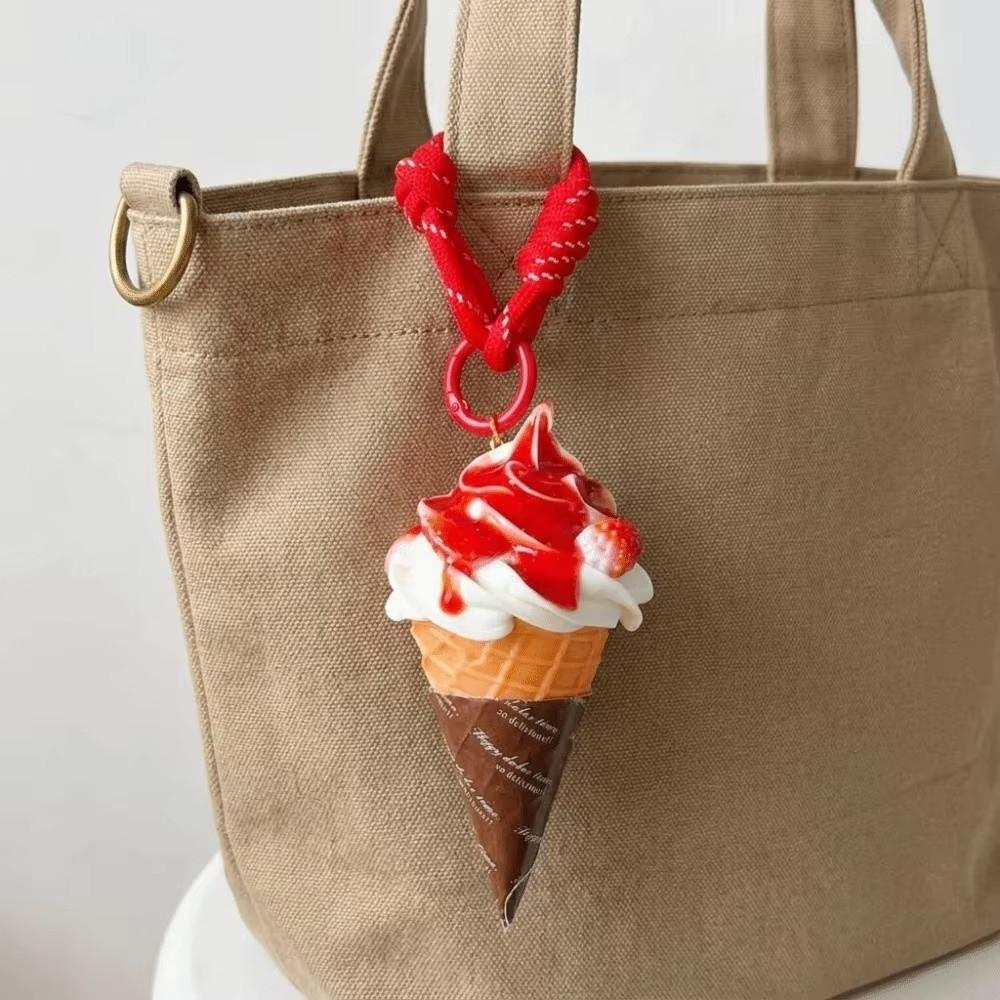 Cute Cartoon Ice Cream Keychain Food Shaped Backpack Pendant New Dessert Keychain Party