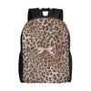 Leopard Print Bookbag Back To School Season Cheetah Print With Pink Bow Solid Backpack