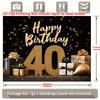 2D Black Gold Glitter 40th Birthday Backdrop Home Party Celebration Photo Background