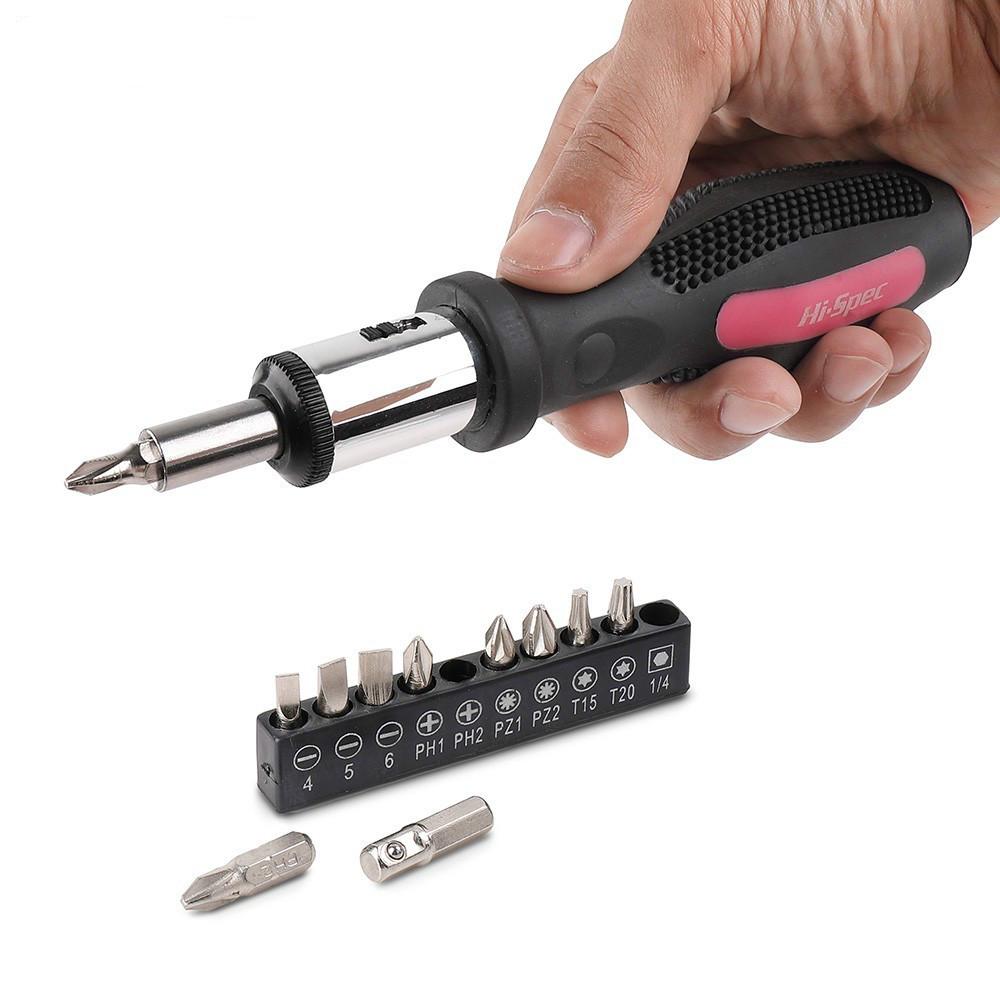 Buy 11pc Pink Ratchet Screwdriver Bit Set Slotted Phillips Ratchet ...