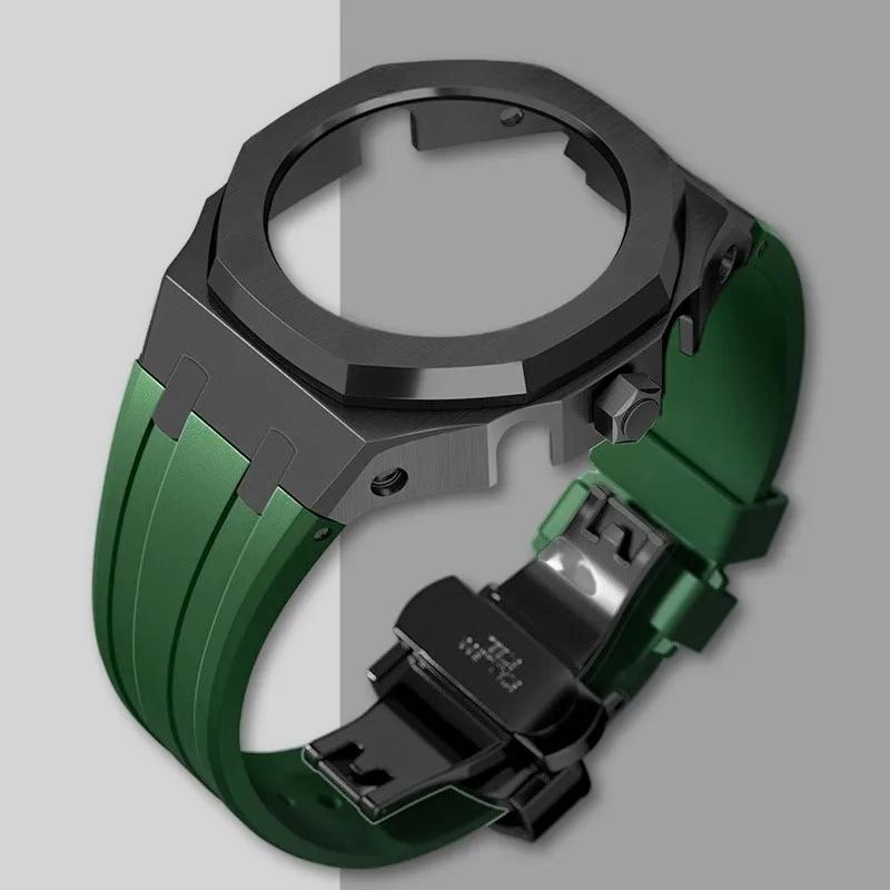 Ny Gen5 Casioak-fodral i rostfritt stål för G-Shock GA2100 Mod-kit Modifieringssats Metallram gummiband för GA2110 GAB2100