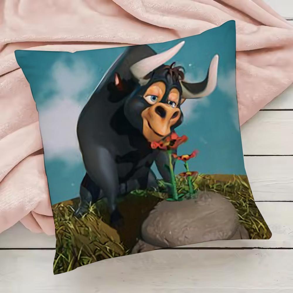 Niedlicher Cartoon Ferdinand Kissenbezug Kissenbezug Anti-Hausstaubmilben Kissen Unsichtbarer Reißverschluss seidiger kurzer Plüsch Sofakissenbezug