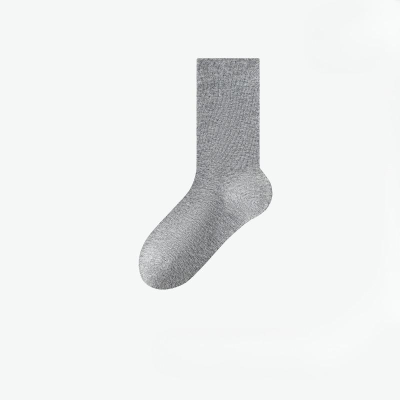 Female Spring and Autumn Pure Cotton Pure Color Antibacterial Deodorant Comfortable Boneless Tube Moon Socks